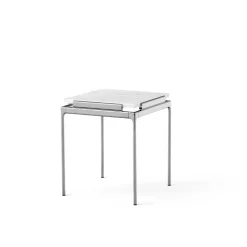 Mesa auxiliar Sett LN11, Bianco carrara-dark chrome