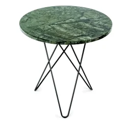 Mesa auxiliar Tall mini O Ø50 H50, base negra, mármol verde