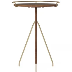 Mesa auxiliar Umanoff nogal-latón pulido, 60 cm