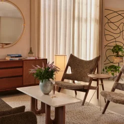 Mesa auxiliar Umanoff nogal-latón pulido, 60 cm