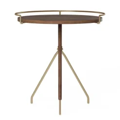Mesa auxiliar Umanoff nogal-latón pulido, 45 cm