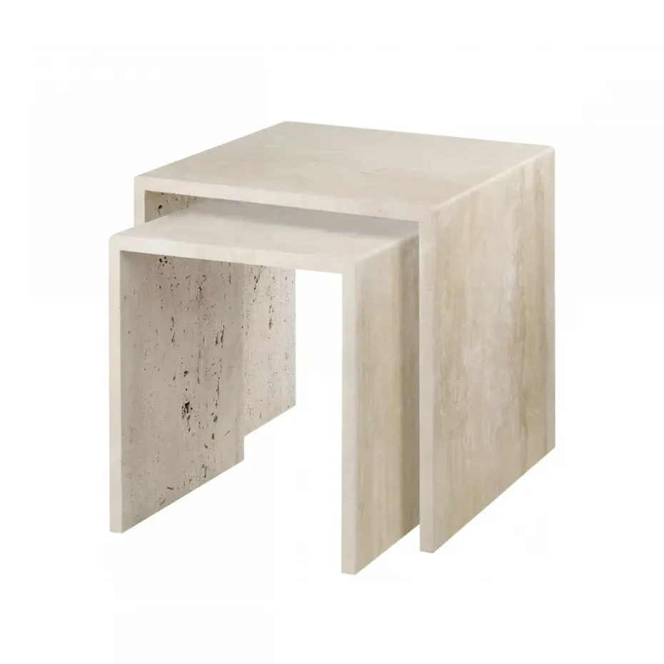 Mesa auxiliar Varu 2 piezas, Travertine