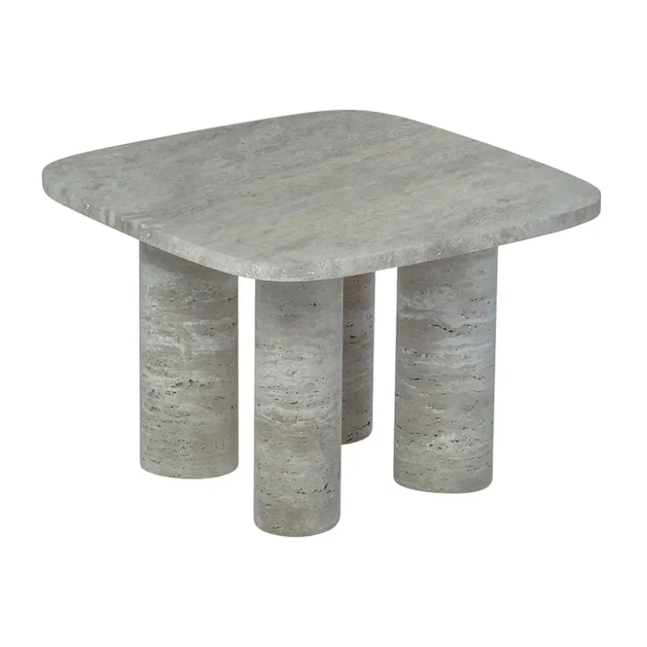 Mesa auxiliar Volos S, 52x52 cm, Travertino Plateado