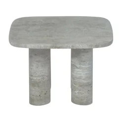 Mesa auxiliar Volos S, 52x52 cm, Travertino Plateado