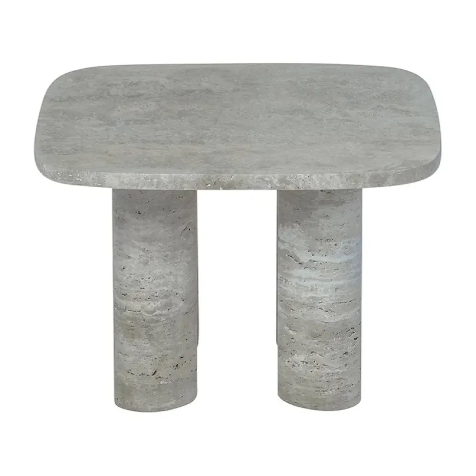Mesa auxiliar Volos S, 52x52 cm, Travertino Plateado