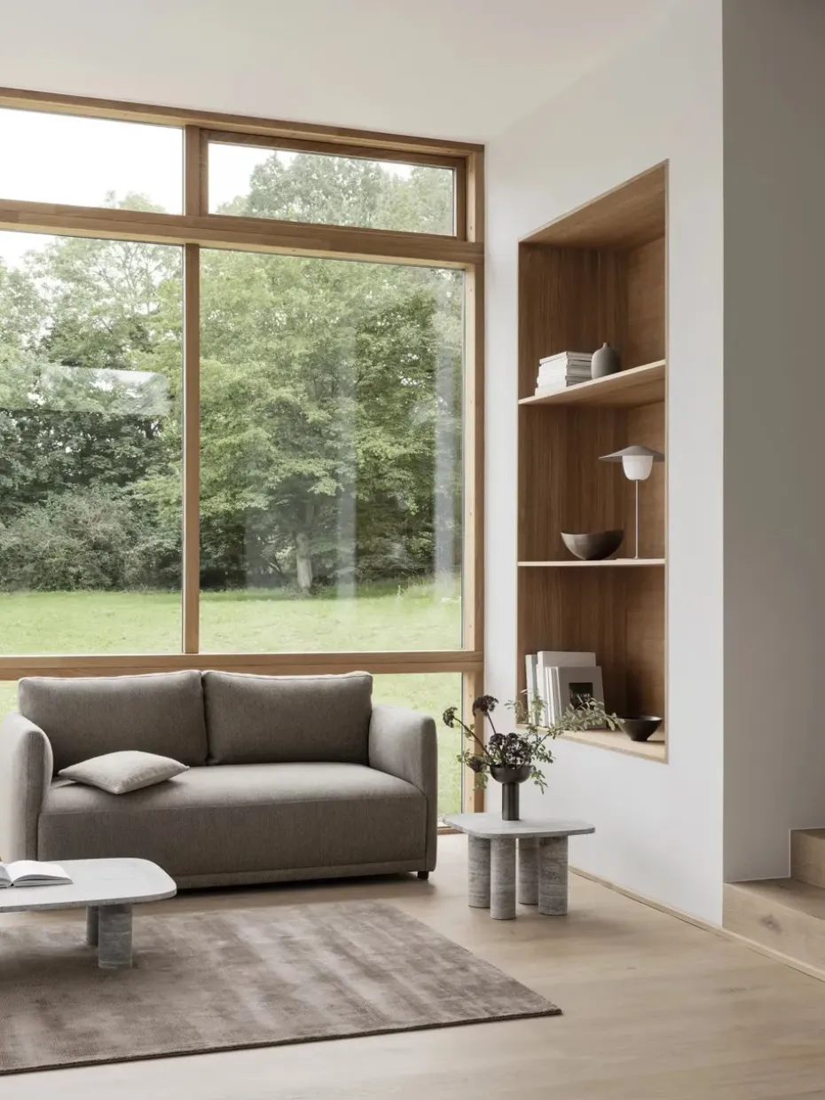 Mesa auxiliar Volos S, 52x52 cm, Travertino Plateado