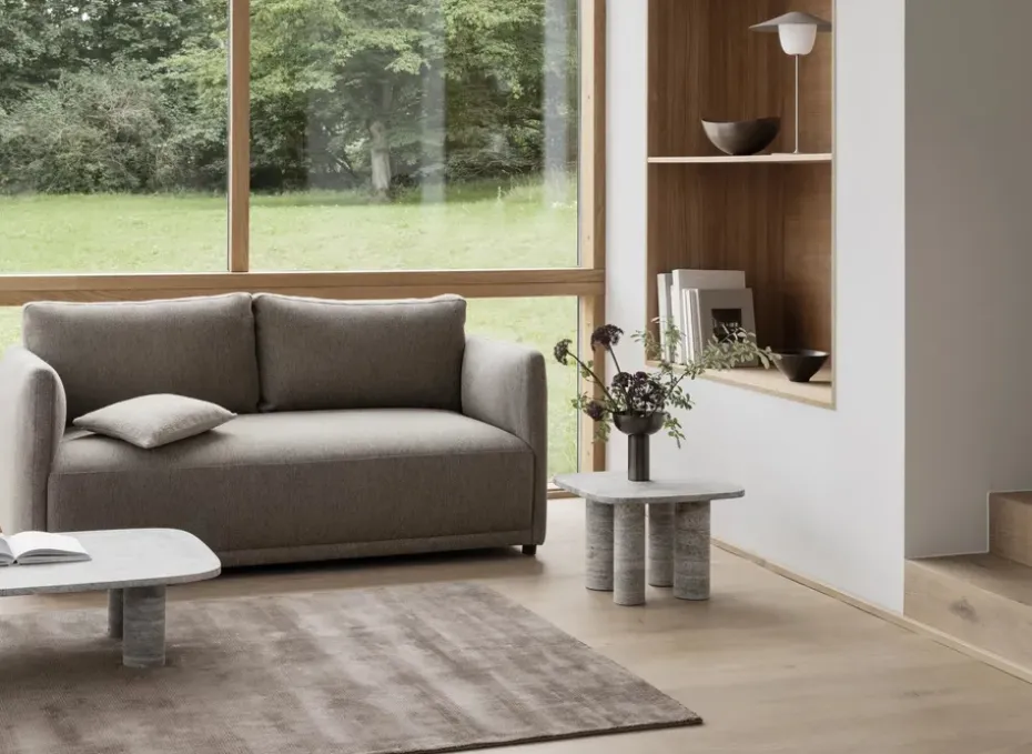 Mesa auxiliar Volos S, 52x52 cm, Travertino Plateado