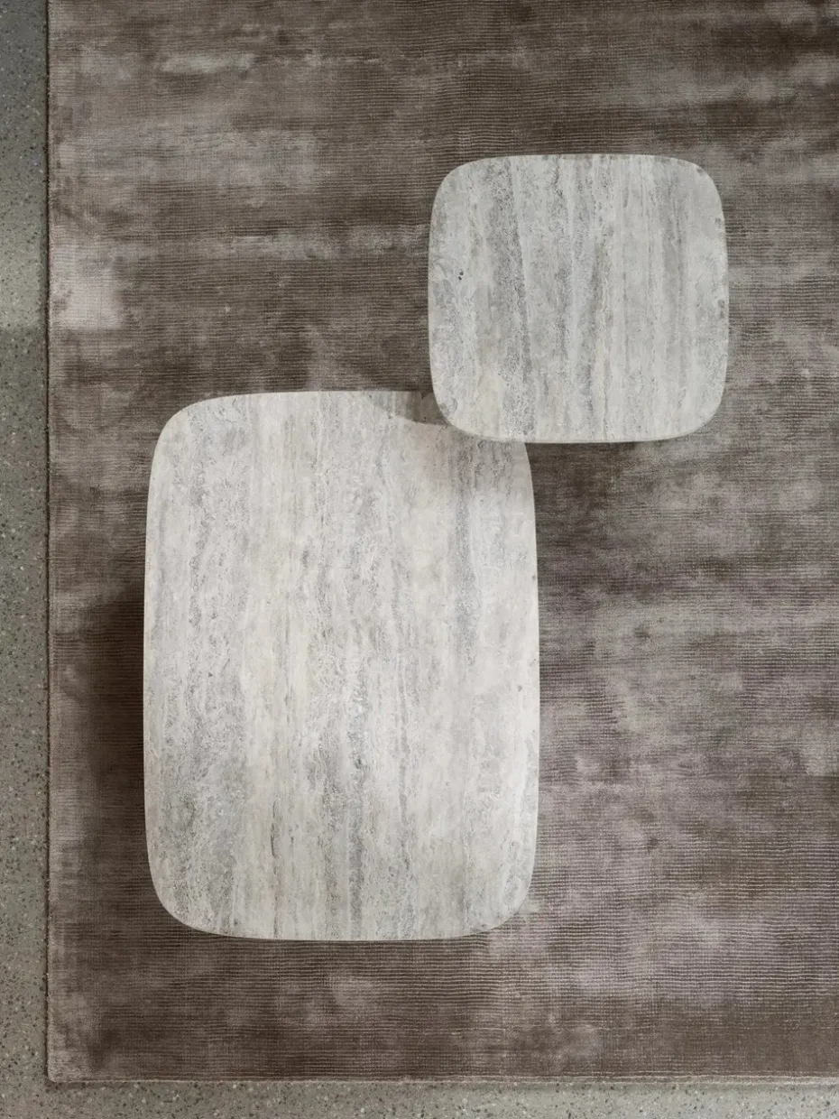 Mesa auxiliar Volos S, 52x52 cm, Travertino Plateado