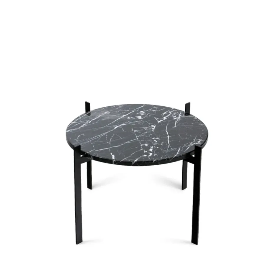 Mesa bandeja Single Deck, mármol negro, estructura negra