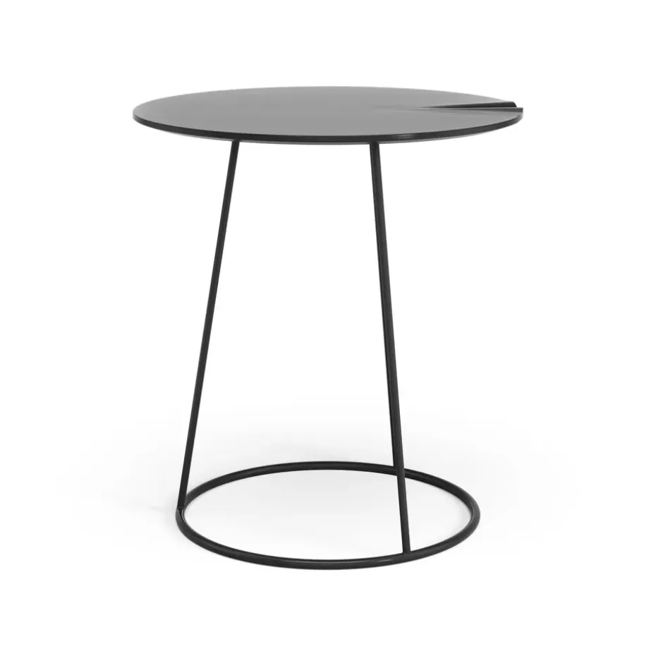 Mesa con ola Breeze Ø46 cm, negro