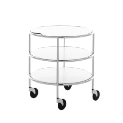 Mesa con ruedas Chicago I, Laminado blanco-cromo