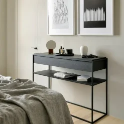 Mesa consola Monolit 122x40 cm, Oak black-Black