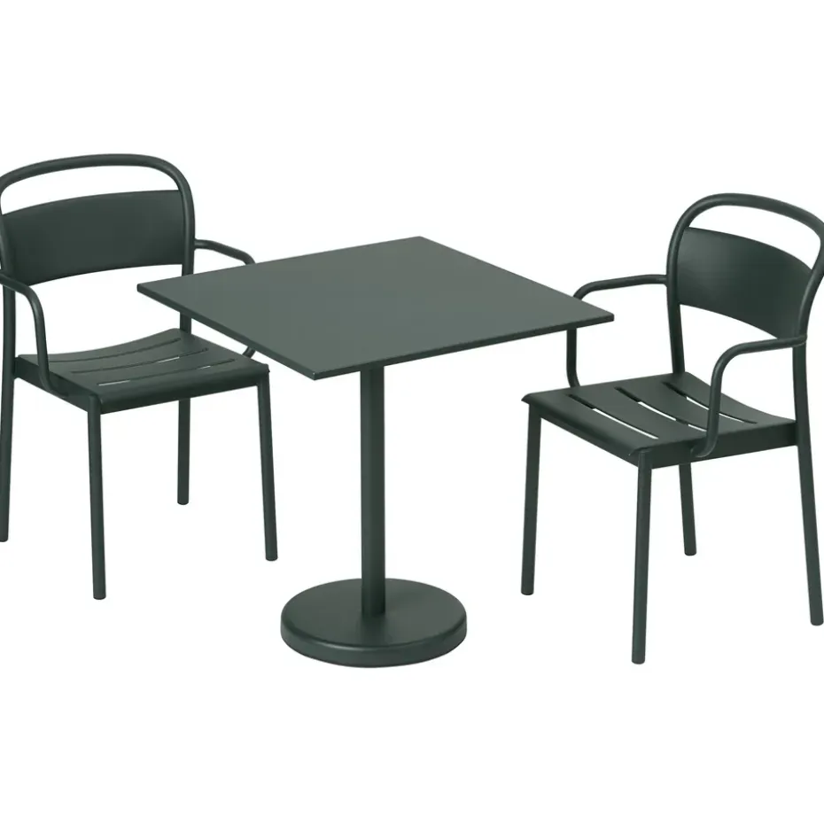 Mesa de acero Linear 70x70 cm, Dark green