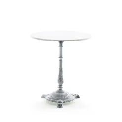 Mesa de café Classic, Mármol blanco, soporte de aluminio en bruto