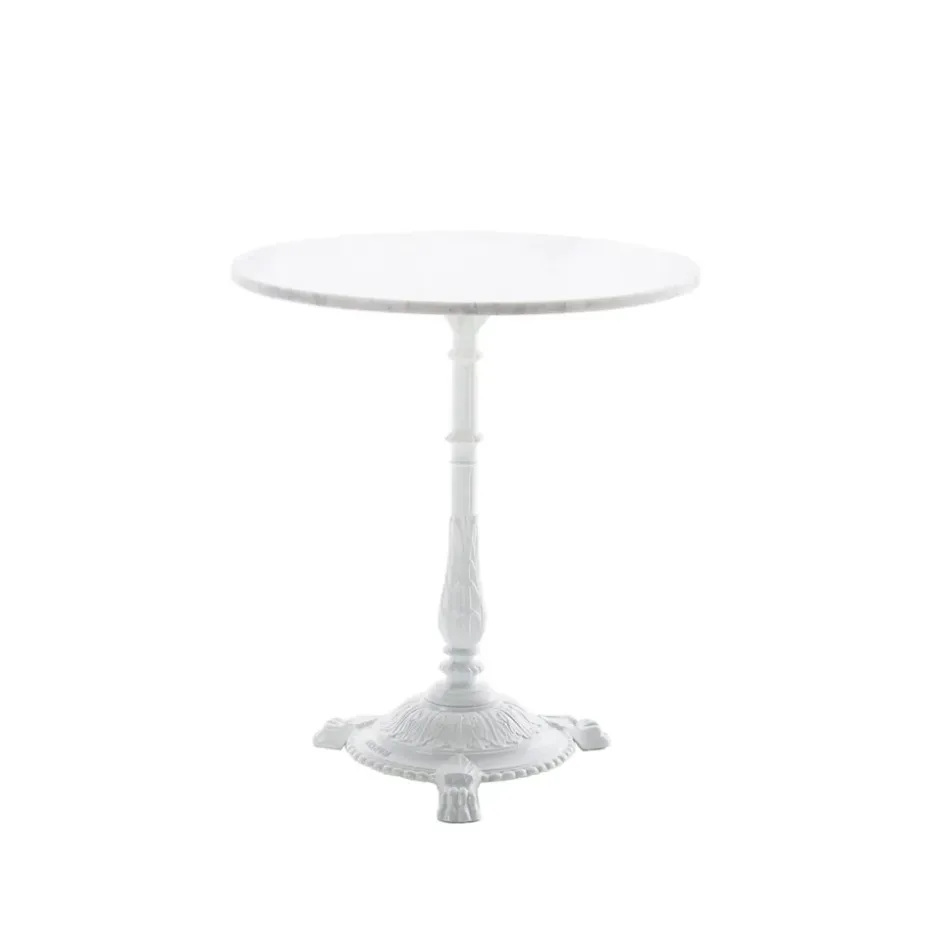 Mesa de café Classic, Mármol blanco, soporte blanco