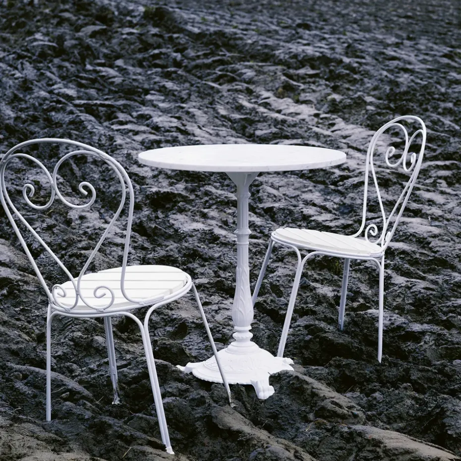 Mesa de café Classic, Mármol blanco, soporte blanco