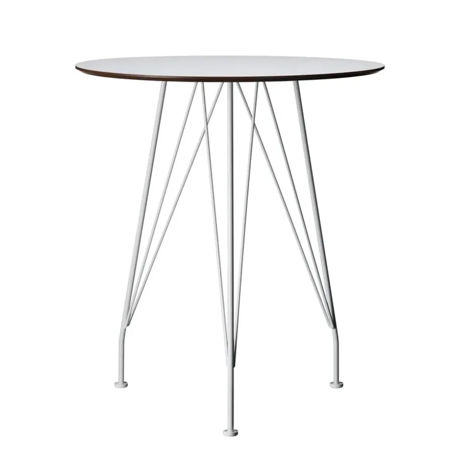 Mesa de café Desirée, Blanco, ø64cm, base lacada en blanco