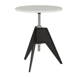 Mesa de café Screw Ø60 cm, Mármol blanco-hierro fundido