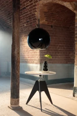 Mesa de café Screw Ø60 cm, Mármol blanco-hierro fundido