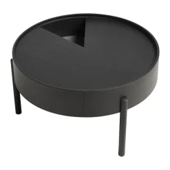 Mesa de centro Arc Ø66 cm, ceniza teñida de negro ceniza