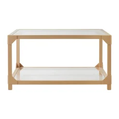 Mesa de centro Bleck 75x75 vidrio, Haya-natural