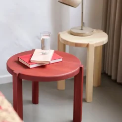 Mesa de centro D108 Ragnesminde, Ø48 cm, Rojo carmín