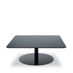 Mesa de centro Flash 80x80 cm, Cristal espejo negro - soporte negro