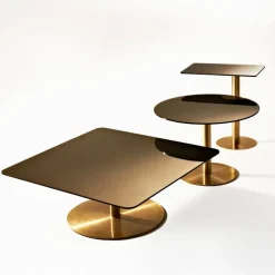 Mesa de centro Flash 80x80 cm, Cristal espejo negro - soporte negro