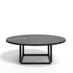 Mesa de centro Florence, mármol negro marquina, ø90 cm, soporte negro