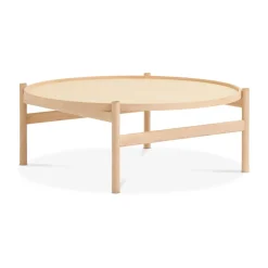 Mesa de centro HB Ø100 cm, Arce aceitado blanco