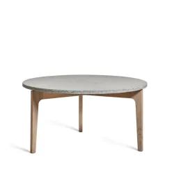 Mesa de centro Höllviken Ø80 cm, Patas de roble tipo piedra caliza blanqueada