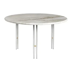 Mesa de centro IOI, Rippled beige-soporte cromo ø70 cm