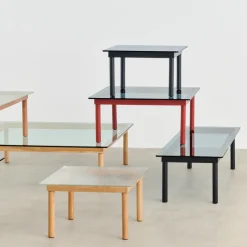 Mesa de centro Kofi, Black oak-tapa de vidrio-azulados-60 cm