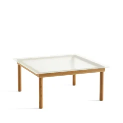 Mesa de centro Kofi, Oak-ribbed glass, 80 cm