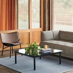 Mesa de centro Kofi, Oak-ribbed glass, 60 cm