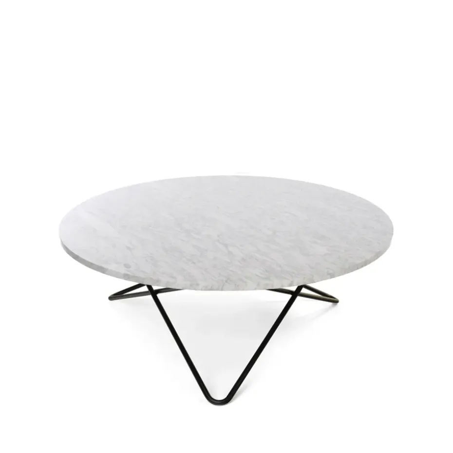 Mesa de centro Large O Table, Mármol carrara, estructura lacado negro