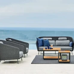 Mesa de centro Level cerámica 79x79 cm, Light grey-lava grey