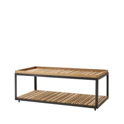 Mesa de centro Level teca 62x122 cm, Lava grey