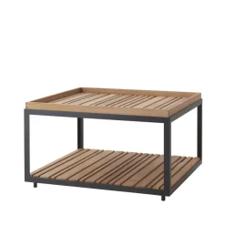 Mesa de centro Level teca 79x79 cm, Lava grey