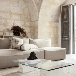 Mesa de centro Mineral, Vidrio, base de mármol