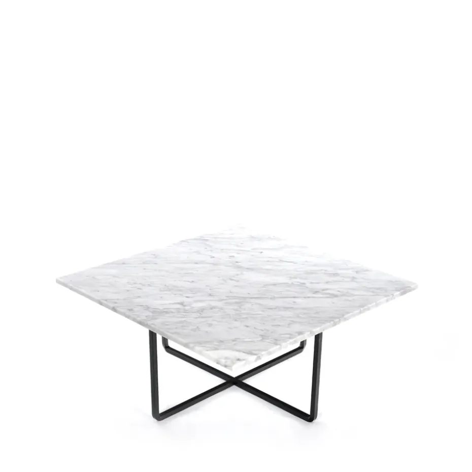 Mesa de centro Ninety, mármol carrara, estructura negra