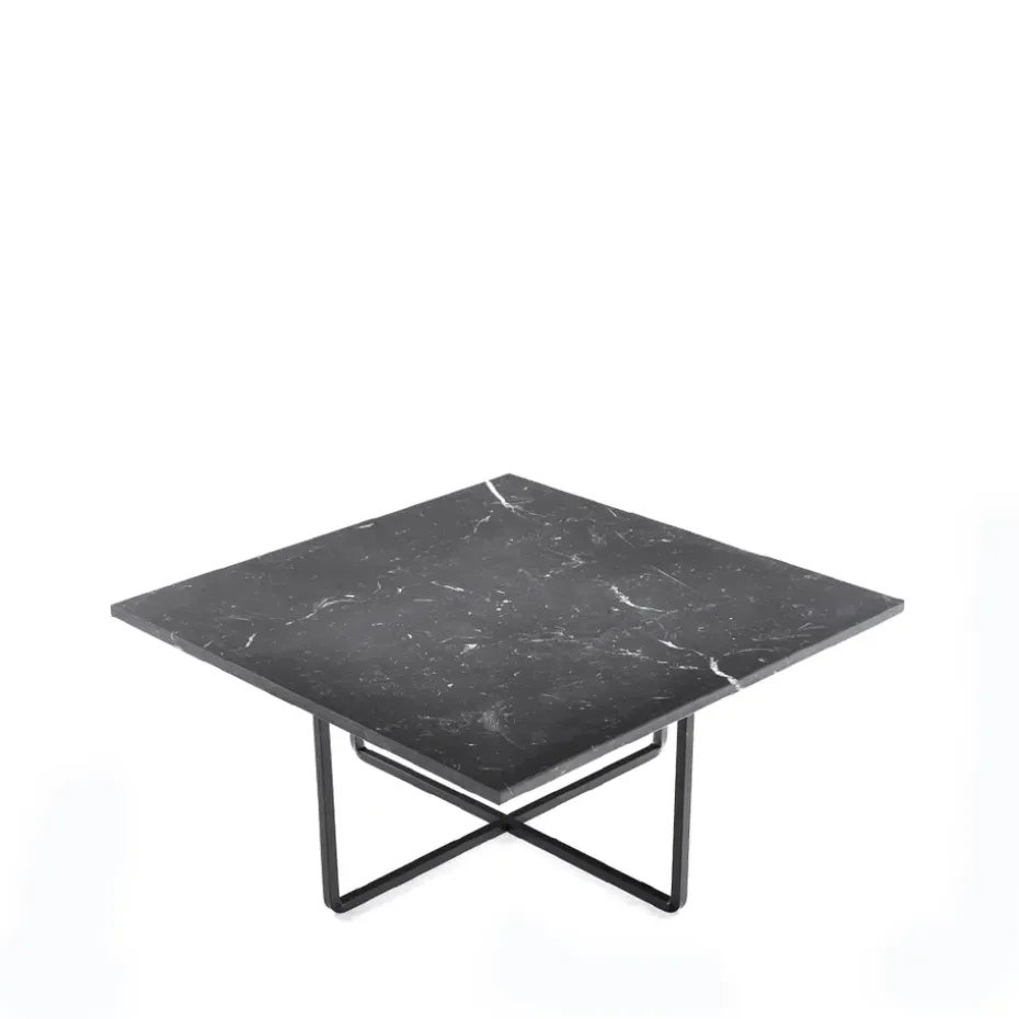 Mesa de centro Ninety, mármol marquina, estructura negra