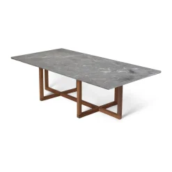 Mesa de centro Ninety 60x120 cm, base de roble ahumado, Mármol gris