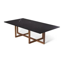 Mesa de centro Ninety 60x120 cm, base de roble ahumado, Mármol negro