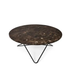 Mesa de centro O Table, marrón mármol, estructura lacado negro