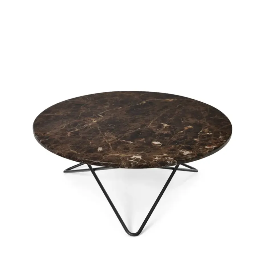 Mesa de centro O Table, marrón mármol, estructura lacado negro