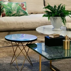 Mesa de centro O Table, marrón mármol, estructura lacado negro