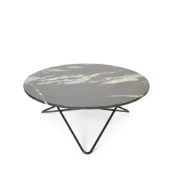 Mesa de centro O Table, mármol negro, estructura lacado negro