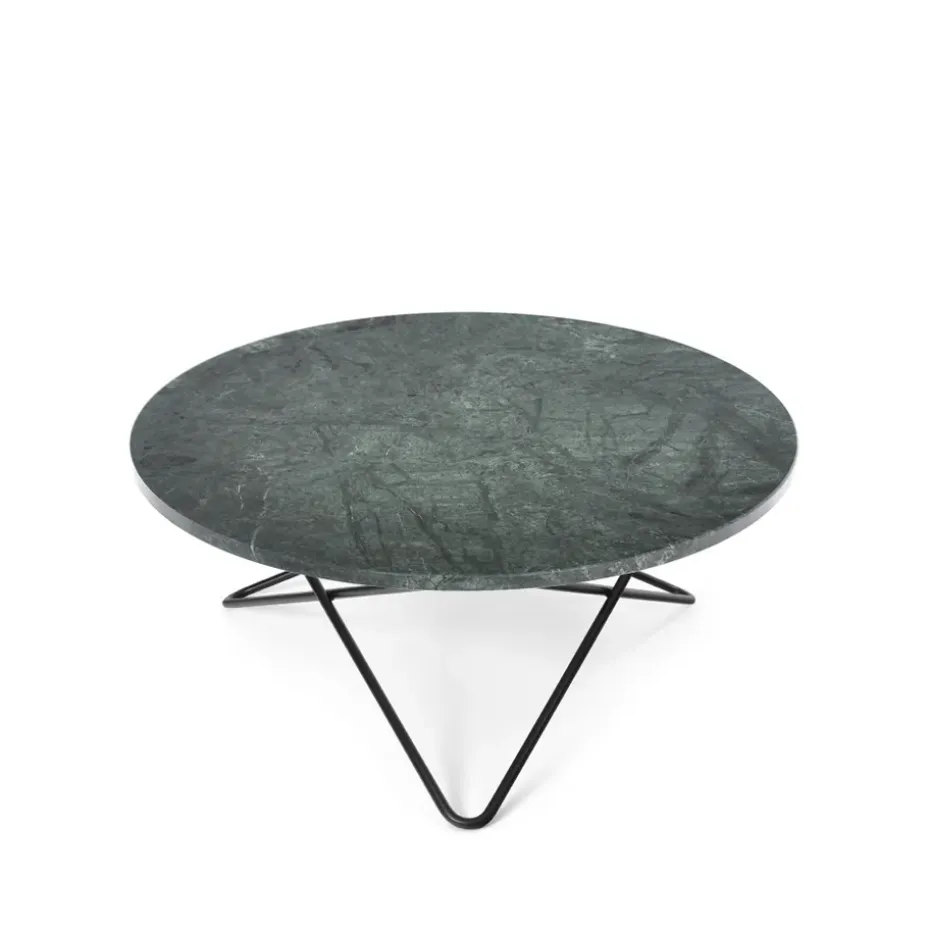 Mesa de centro O Table, mármol verde, estructura lacado en negro