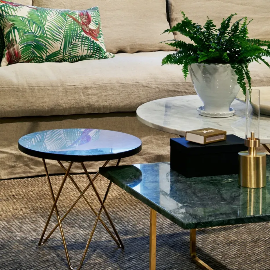 Mesa de centro O Table, mármol verde, estructura lacado en negro
